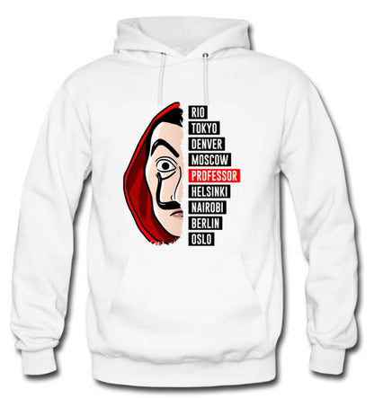 BUZO LA CASA DE PAPEL CAPOTA HOODIE BLANCO