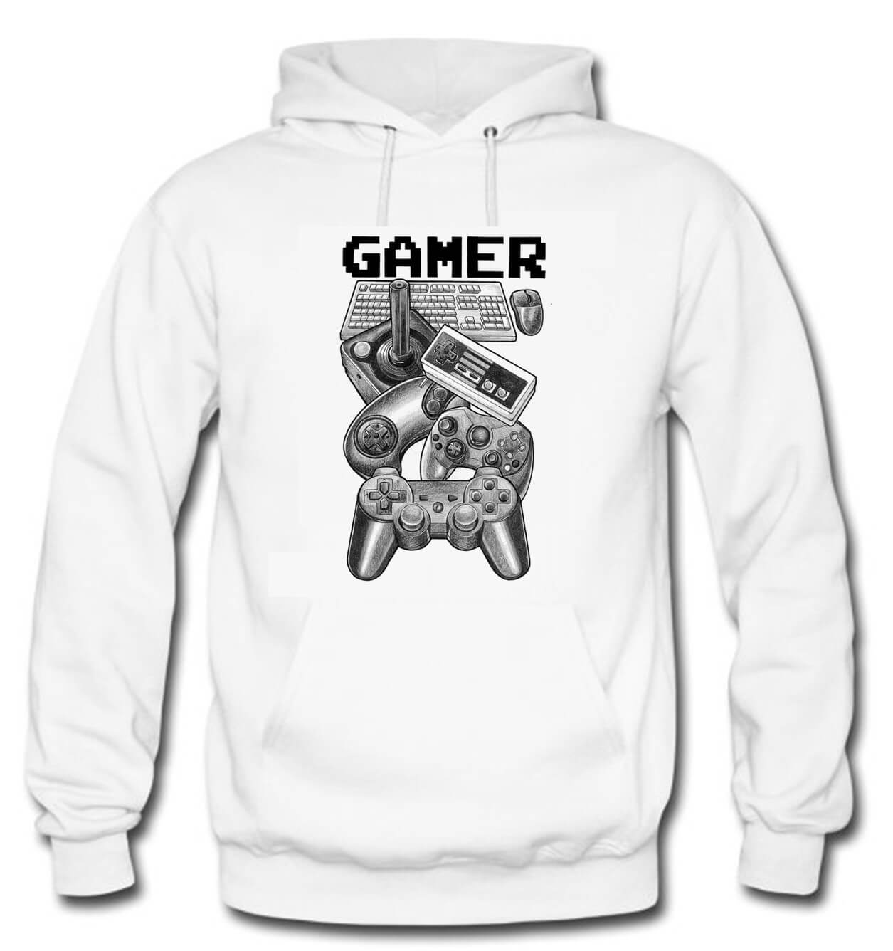 BUZO GAMER SACO CAPOTA HOODIE BLANCO