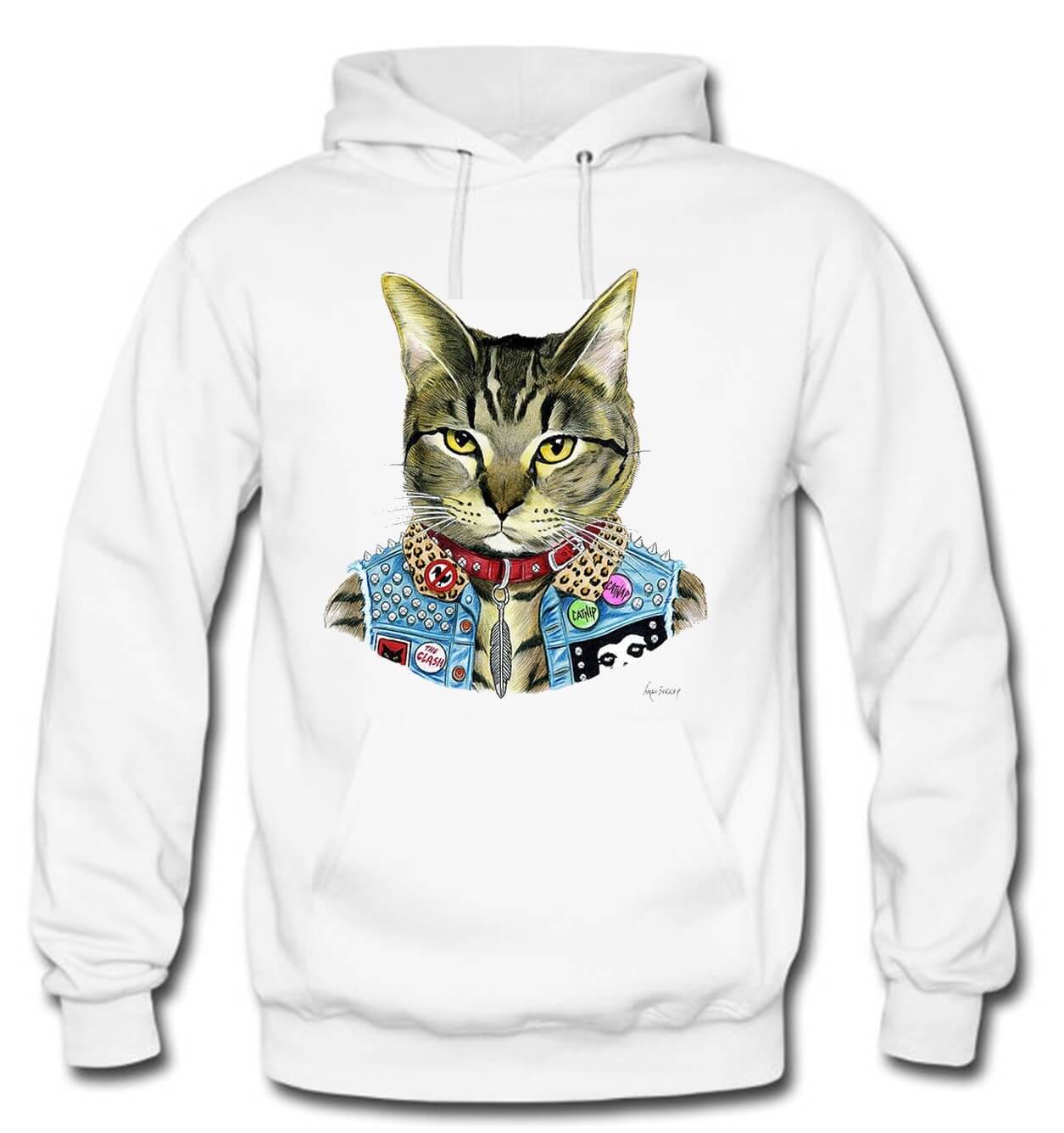 BUZO GATO SACO CAPOTA HOODIE BLANCO