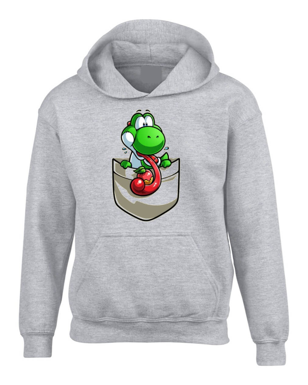 BUZO MARIO BROS  YOSHI SACO CAPOTA HOODIE GRIS