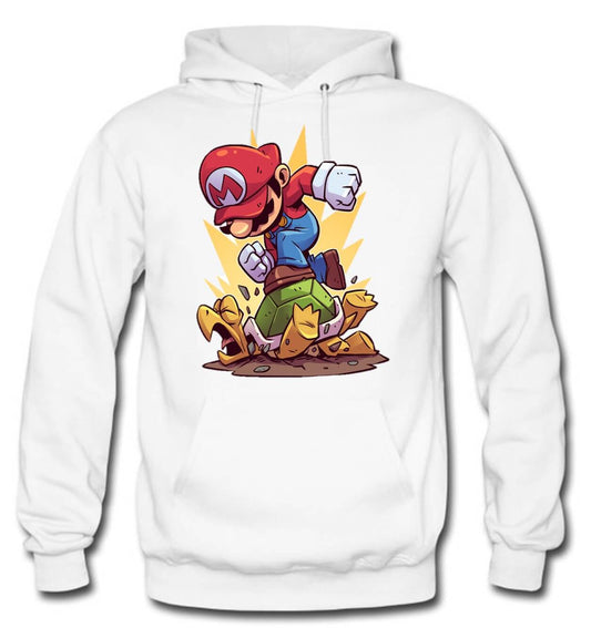 BUZO MARIO BROS CAPOTA HOODIE BLANCO