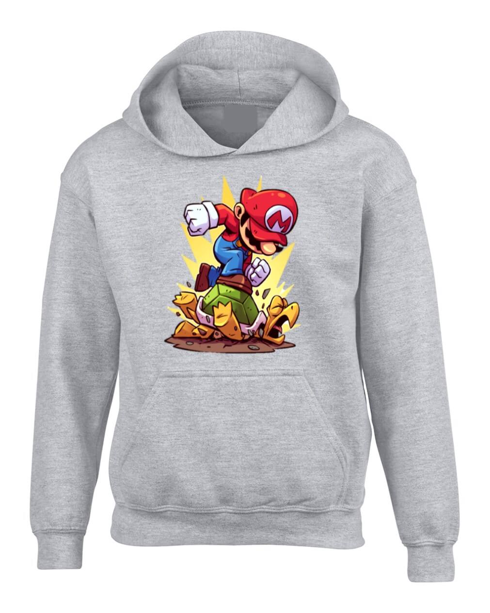 BUZO MARIO BROS SACO CAPOTA HOODIE GRIS