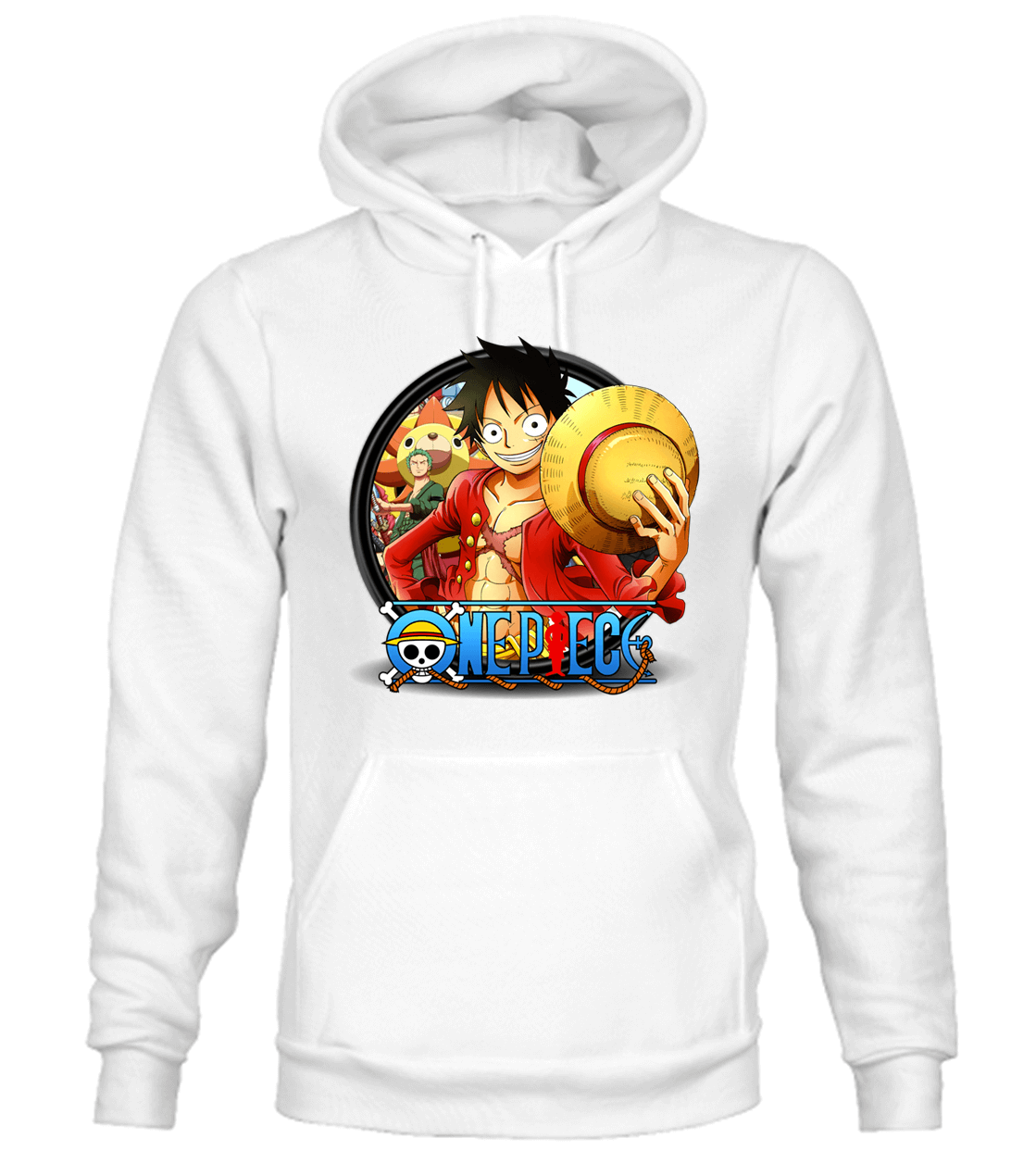 BUZO ONE PIECE CAPOTA HOODIE BLANCO