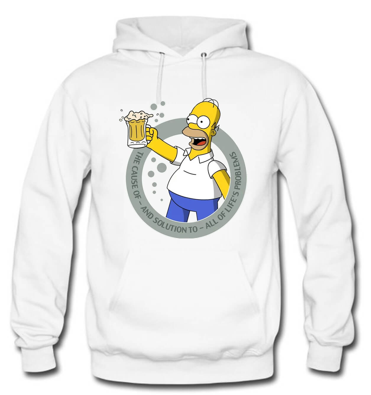 BUZO SIMPSONS HOMERO BEER CAPOTA HOODIE BLANCO