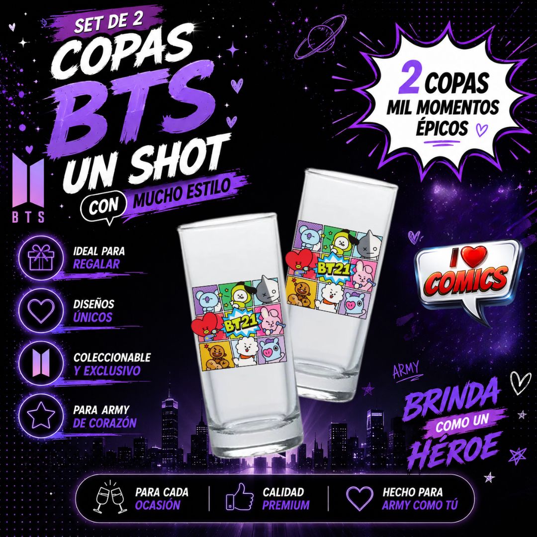 COPAS SHOTS TEQUILERAS BTS BT21