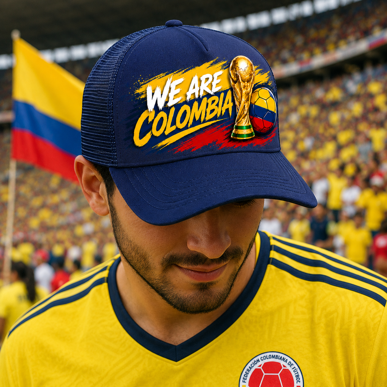 GORRA WE ARE COLOMBIA MUNDIAL FUTBOL 2x1
