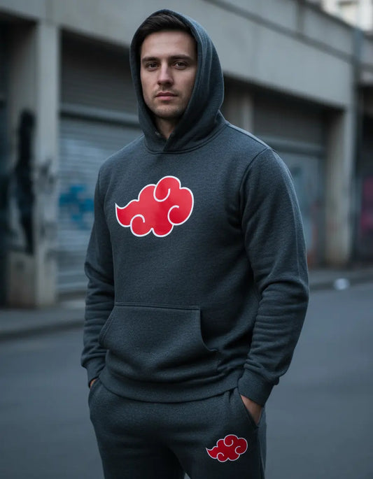 SUDADERA LAS NUBES DE LOS AKATSUKI NARUTO CONJUNTO DEPORTIVO