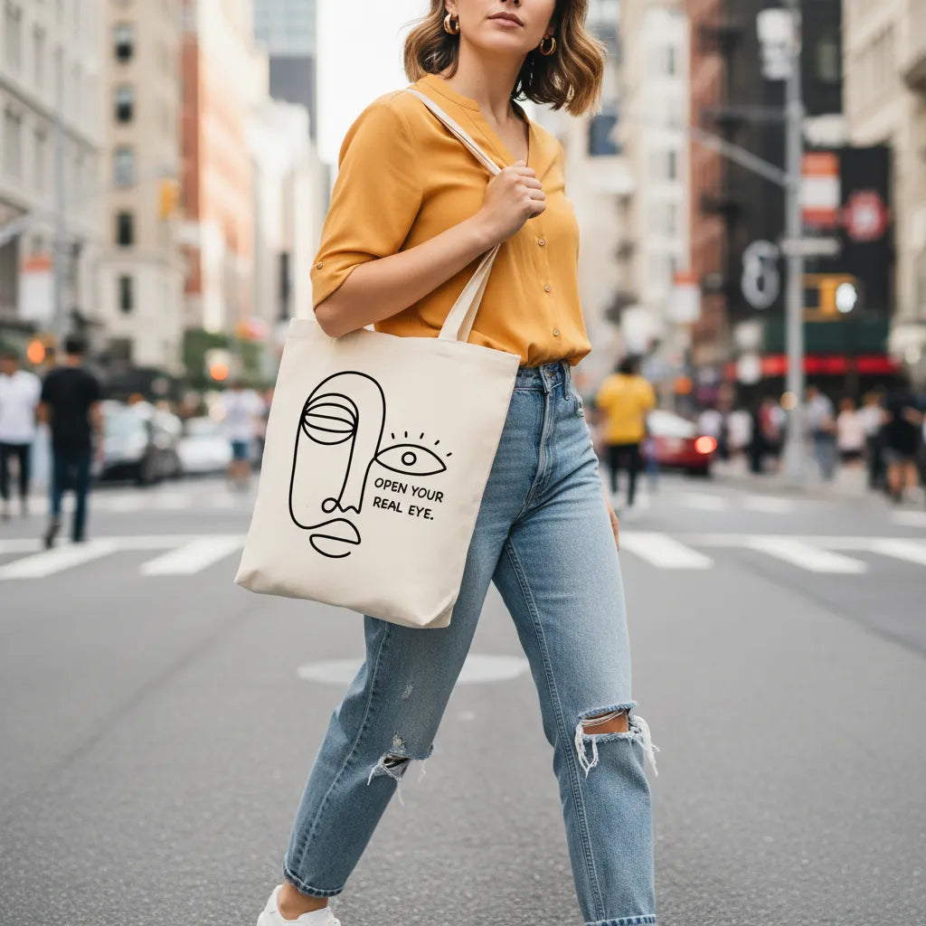 TOTEBAGOPEN YOU REAL EYE BOLSO ALGODON