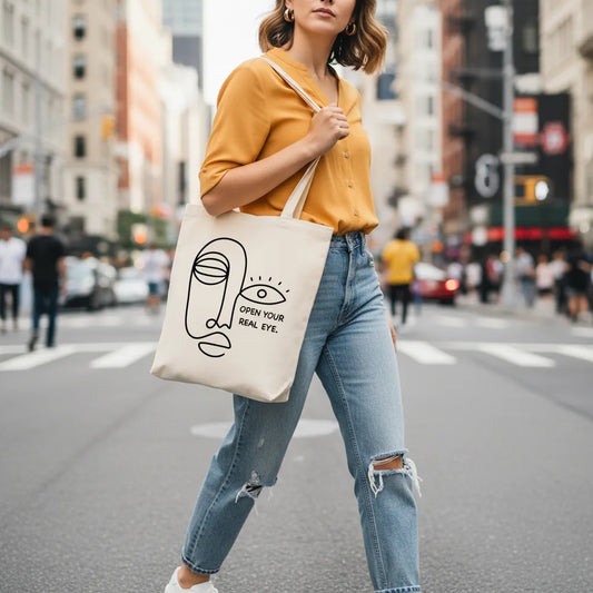 TOTEBAGOPEN YOU REAL EYE BOLSO ALGODON