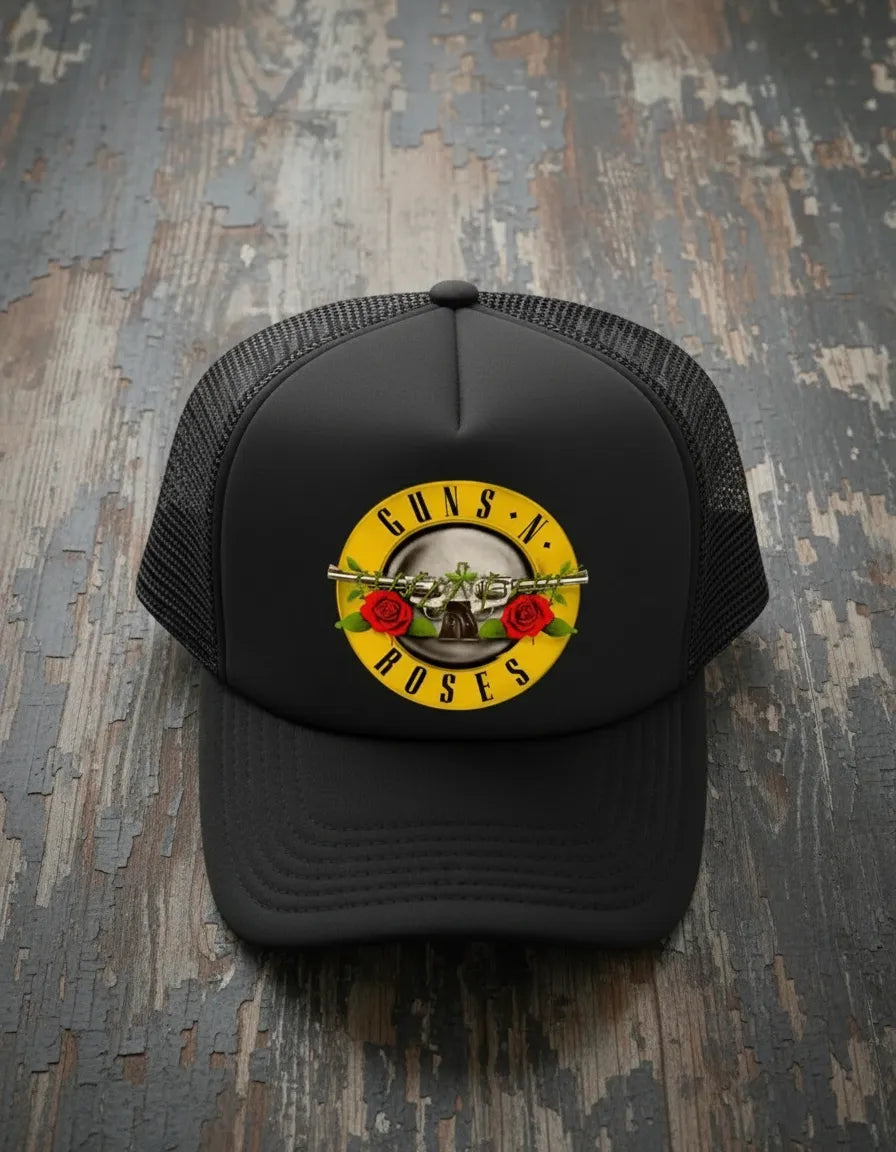 GUNS AND ROSES GORRA TRUCKER CAMIONERA MALLA PISTOLAS