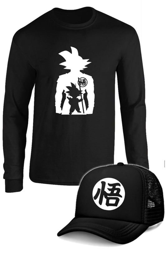 CAMIBUSO DRAGON BALL KANJI GO MANGA LARGA CON GORRA