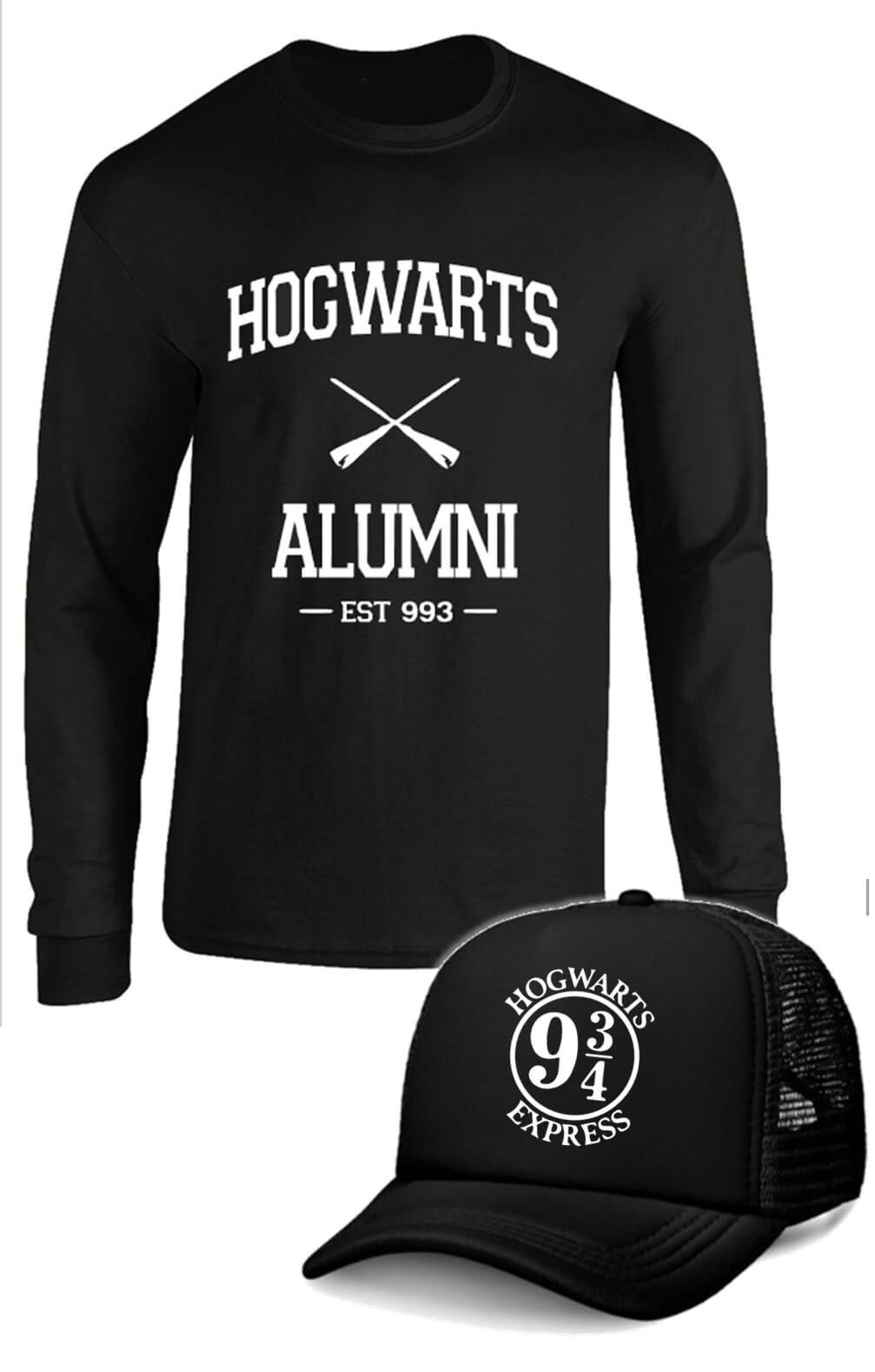 CAMIBUSO HOGWARTS ALUMNI HARRY POTTER MANGA LARGA CON GORRA