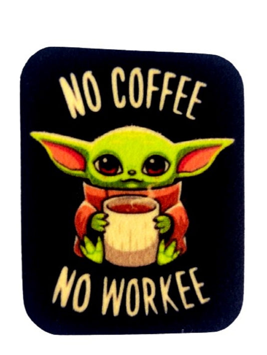 PARCHE TEXTIL  NO COFFE YODA STAR WARS COLORES APLIQUE TEXTIL PEGA CON PLANCHA