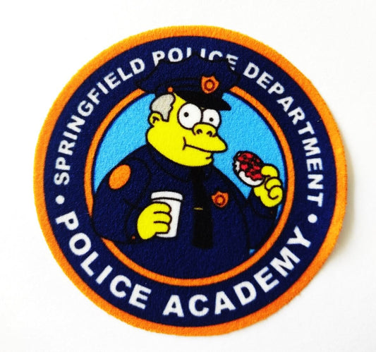 PARCHE TEXTIL ACADEMIA POLICIA SIMPSONS APLIQUE TEXTIL PEGA CON PLANCHA