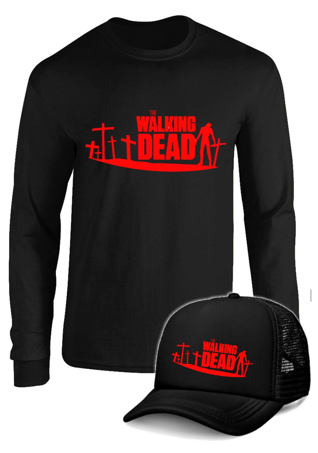 CAMIBUSO THE WALKING DEAD MANGA LARGA CON GORRA