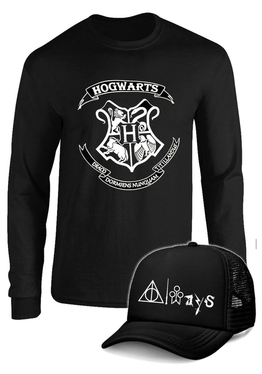 CAMIBUSO HOGWARTS HARRY POTTER  MANGA LARGA CON GORRA