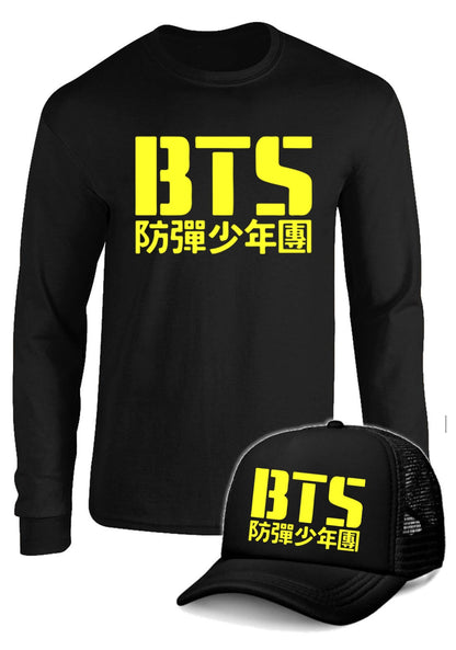 CAMIBUSO BTS BANDA DE KPOP MANGA LARGA CON GORRA