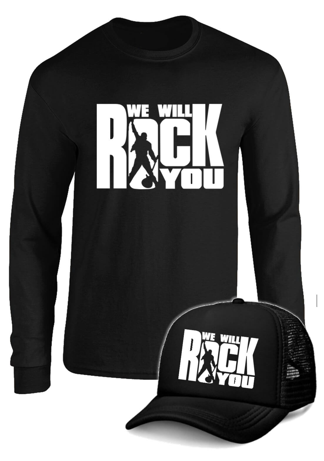 CAMIBUSO WE WILL ROCK FREDDIE MERCURY MANGA LARGA CON GORRA