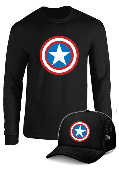 CAMIBUSO CAPITAN AMERICA ESCUDO  MANGA LARGA CON GORRA