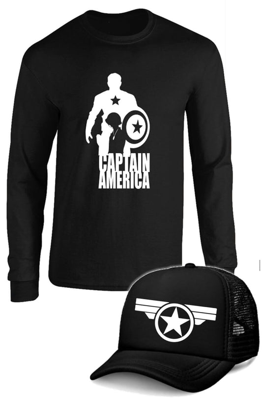 CAMIBUSO CAPITAN AMERICA EL INICIO MANGA LARGA CON GORRA