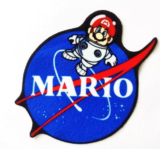 PARCHE TEXTIL MARIO BROS NASA APLIQUE TEXTIL PEGA CON PLANCHA